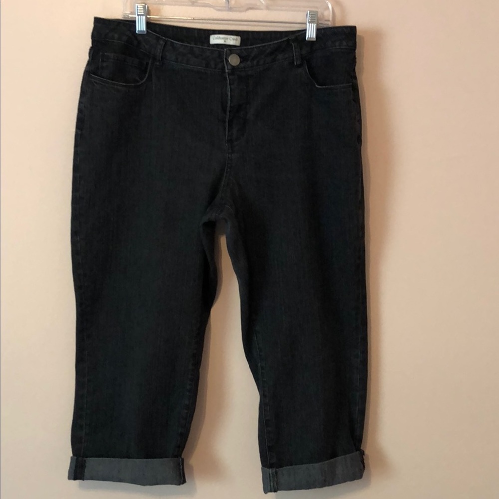 Coldwater Creek black denim capris, size 16, EUC